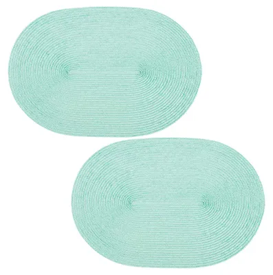 Produktbild von Platzset 2er Set Mitgrün oval ca. 45x30 cm Platzdeckchen Tischset geflochtene Optik