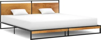 A bed frame with a headboard and mattress, shown from a three-quarter angle against a white background.