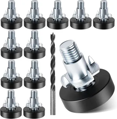 12 Stück höhenverstellbare Möbelbeine - 6 mm Gewinde - schraubbare Nivellierfüße - Verstellschraube für Tischbeine