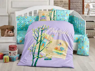 Zdjęcie produktu dla L'Essentiel Linge de Maison, Dream Clock - Lilac, popelinowa poszwa na kołdrę dla niemowląt, liliowa, 100 x 150 cm