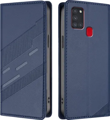 Obrázek produktu pro Pouzdro pro Samsung Galaxy A21S,Polyuretankožené peněženkové pouzdro s přihrádkou na karty a funkcí stojánku Blau