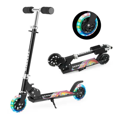 Produktbild von Tretroller Für Kinder Von 3-10 Jahren, Faltbar, Bis 50 kg, Kinderroller Mit LED-Rädern, Höhenverstellbarem Lenker, Blinkräder, Kinder Scooter Schwarz