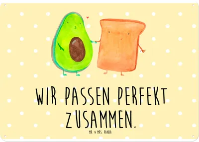 Produktbild von Mr. & Mrs. Panda tafel Avocado Toast DIN A4 - Gelb Pastell - Geschenk, Wandbild, Freundin, Schild, Magnetschild, Liebe, Retro Blechschild, Türschild, Hochzeit