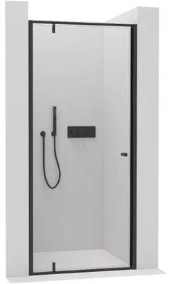 Obrázek produktu pro CERANO - Sprchové pivotové dveře Ferri L/P - 6 mm - černá matná, transparentní sklo - 90x195 cm