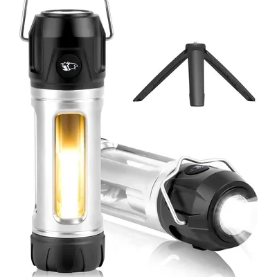 Produktbild von Mini Magnetisch LED Taschenlampe USB Aufladbar,Outdoor Zeltlampe Zum AufhäNgen Camping Lampe mit Halterung und Haken,Stark,Schwach und Strobe-Sos-Modi
