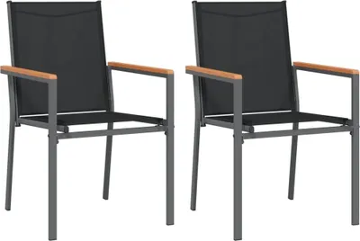 Zdjęcie produktu dla vidaXL Krzesła ogrodowe 2 szt. czarne 55x61,5x90 cm tekstylen i stal