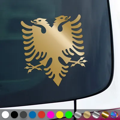 Produktbild von PantherPixel Albanien Aufkleber Shqiperia Wappen Adler Albania Sticker Auto Geschenkidee Farbe Gold