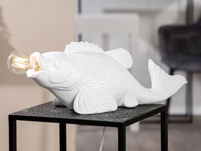 Produktbild von Gilde Tischleuchte, Fisch, Koi, Kunstharz, weiß, VE 1 Höhe: 17.50 cm Breite: 51.50 cm Tiefe: 18.50cm 52875