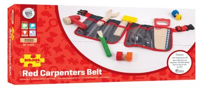 Produktbild von BigJigs Werkzeug-Gürtel Holz Rot - Spielzeug Werkzeugset