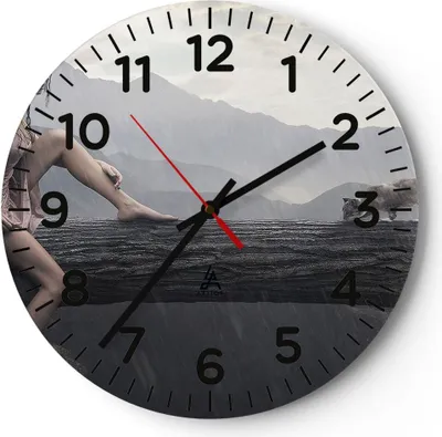 Produktbild von Wanduhr - Rund - Glasuhr - Tiere Katze Mode Modell - 30x30cm - Schleichendes Uhrwerk - Lautlos - zum Aufhängen bereit - Dekoration Modern - Wanddekoration aus Glas - C4AR30x30-2134