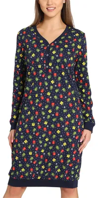 Image de Chemise de nuit pour femme Merry Style MS10-179 (bleu marine/cadeaux, M)