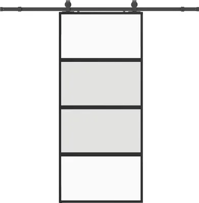 Immagine prodotto di vidaXL Porta scorrevole con rubinetteria nera 90x205 cm in vetro temperato