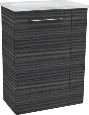 Produktbild von Fackelmann SBC B. PERFEKT Gäste WC Set 2-teilig 45 cm, Anthrazit Holzoptik, links, Glas Weiß