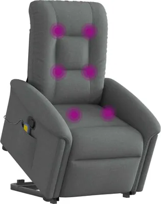 Image de vidaXL Fauteuil de massage avec releveur Tissu gris foncé