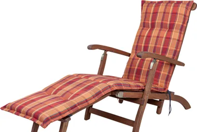 Produktbild von Auflage Deckchair Florence 2136 orange-rot kariert 190x48x6 cm KETTtex