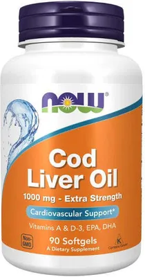 Produktbild von Lebertran 1000 mg 90 Weichkapseln Now Foods