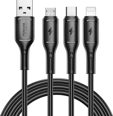 Immagine prodotto di wiwu, cavo 3-in-1 USB-C, Micro USB, Lightning da 1 m, nero