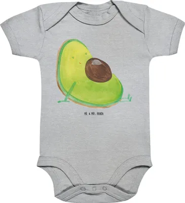 Produktbild von Mr. & Mrs. Panda Babybody Avocado Schwangerschaft 1. - 3. Monat - Heather Grey - Geschenk, Schwanger, babyanzug, Wunder, Strampler, babykleidung body, Baby, Einteiler