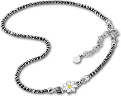 Produktbild von SilberDream 27cm Fußkette Damen geschwärzt Blume Echt Silberschmuck D2SDF2254K