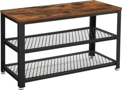 Produktbild von VASAGLE LBS73X Schuhbank Schuhablage mit 2 Gitterböden zur Aufbewahrung von Schuhen, 30 x 73 x 45 cm, für Eingang, Flur, Wohnzimmer, Metallrahmen