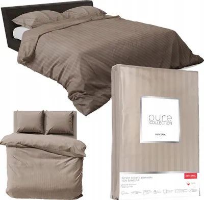 Zdjęcie produktu dla Deco4Home pościel satynowa | 160x200 cm | bawełna | taupe