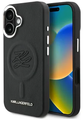 Obrázek produktu pro Pouzdro Karl Lagerfeld Initial & Metal Logo MagSafe pro iPhone 16, černé barvy