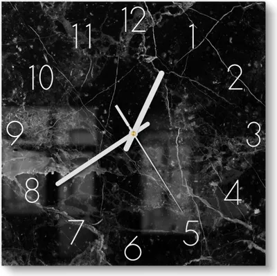 Produktbild von DEQORI Glasuhr 30x30 cm Zahlen 'Marmorplatte nah' Wanduhr Glas Uhr Design leise