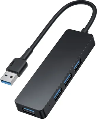 Immagine prodotto di AUKEY CB-H39, Hub USB 3.0, adattatore USB A 4 in 1 con cavo da 20 cm, velocità di trasferimento dati 5 Gbps, compatibile con MacBook Air, Mac PRO/Mini, Surface PRO, Dell XPS 15* ecc.