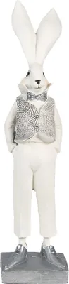 Produktbild von Clayre & Eef Figur Kaninchen 36 cm Weiß Silberfarbig Polyresin