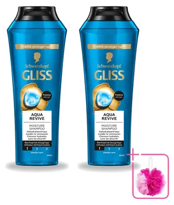 Productafbeelding van 2 x Gliss Aqua Revive Shampoo - voor hydraterend haar - 250 ml - Voordelige verpakking - 2 stuks