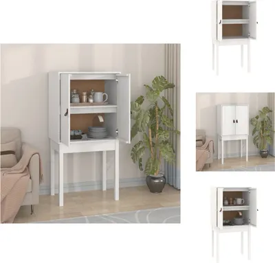 Obrázok produktu pre vidaXL Vysoká doska biela 60x40x120 cm z masívneho borovicového dreva - Príborníky