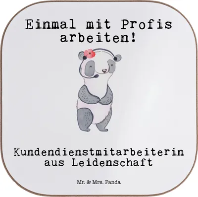 Produktbild von Mr. & Mrs. Panda Holzuntersetzer Kundendienstmitarbeiterin Leidenschaft - Weiß - Geschenk, Witzig, Coaster, Lustig, Customer Service, Backoffice Mitarbeiter, Spruch