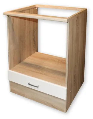 Produktbild von ANDY Moderner Herdumbauschrank Küche in Eiche Sonoma Optik, Weiß matt - Geräumiger Küchenschrank mit viel Stauraum - 60 x 90 x 60 cm (B/H/T)