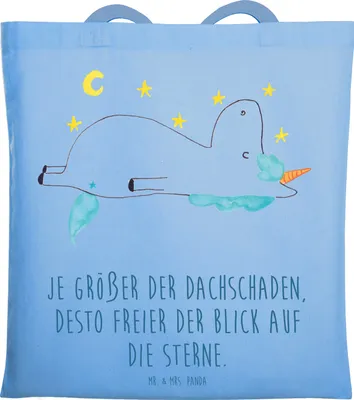 Produktbild von Mr. & Mrs. Panda Shopping Tasche Einhorn Sternenhimmel - Sky Blue - Geschenk, Verrückt, Schultasche, Tote Bag, totebag, Sterne, Unicorn, Einhörner, Uni