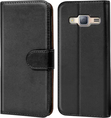Produktbild von Conie Klapp Tasche für Samsung Galaxy J3 2016 (J310) Kartenfach Rundumschutz Hülle in Schwarz