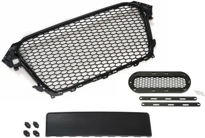 Produktbild von Kühlergrill Sportgrill Wabengrill Grill SCHWARZ GLANZ inklusive Emblem Halter
