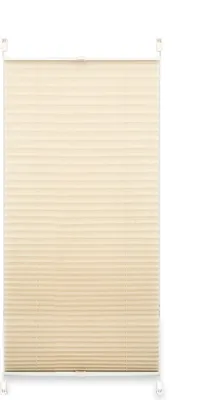 Produktbild von Plissee Verspannt mit Klemmträgern ohne Bohren Faltrollo Fensterrollo Marke 95 x 140 cm beige crash