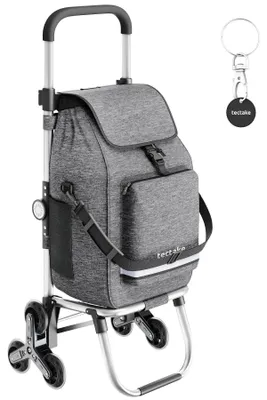 Obrázek produktu pro Nákupní vozík tectake® Shopper 3 v 1, lze použít také jako tašku přes rameno a ruční vozík, objem 56 l včetně chladicí tašky, kolečka s hladkým chodem pro jízdu po schodech
