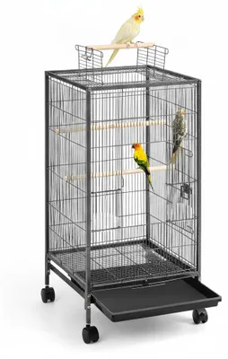 Produktbild von InAndOutdoorMatch - Vogelkooi - Auf Rädern - Mit Dachöffnung - Schwarz, KI-generiertes Bild