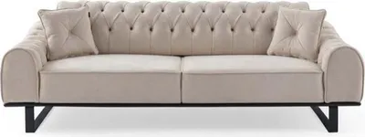 Zdjęcie produktu dla Ekskluzywne, beżowe, 3-osobowe sofy do salonu. Designerskie, luksusowe kanapy