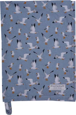 Produktbild von Krasilnikoff – Geschirrtuch KW13405 – Seagulls, blue / Möwen, blau