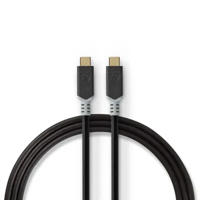 Produktbild von Nedis CCBW64020AT10, 1 m, USB C, USB C, USB4 Gen 2x2, 20 Gbit/s, Schwarz, Silber