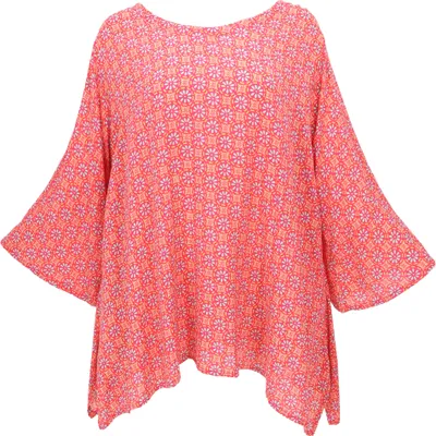 Produktbild von Tunika mit Trompetenärmeln für Starke Frauen, Plus Size Strandbluse - Himbeer, Damen, Rot, Viskose, Blusen & Tunikas