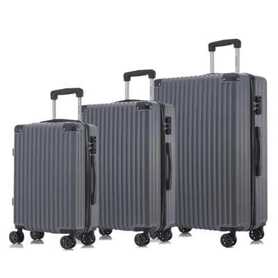 Produktbild von yonsly Premium Reisekoffer TSA-Schloss,YKK-Reißverschluss Hartschalen-Koffer Kabinenkoffer Rollkoffer Suitcase Handgepäck  (Grau, M-L-XL-Set)