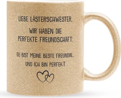 Produktbild von 22Feels Glitzertasse Gold Beste Freundin Geschenk BFF Zum Geburtstag Kaffeetasse Freundinnen Freundschaft Frauen Haferl Weihnachten Lästerschwester Unbiologische Schwester Geschenkidee Bürotasse