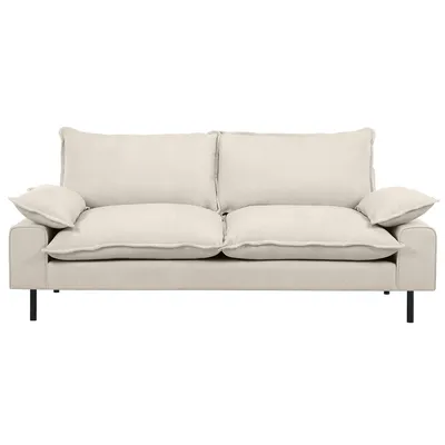 Produktbild von Miliboo - Design-Sofa mit beigem Stoff im Samtdesign und schwarzem Metall 3-Sitzer DORY
