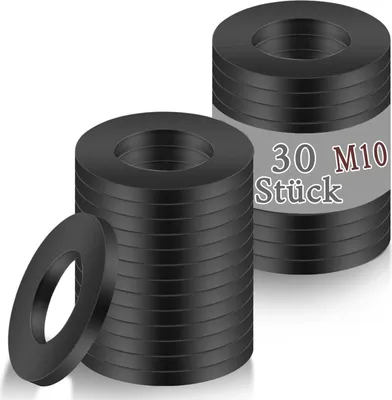 Produktbild von 30 Stück Unterlegscheiben M10 Schwarz Rostfreie Edelstahl A2 Karosseriescheiben Große Flache Beilagscheiben für Schrauben,Muttern Gewindestange