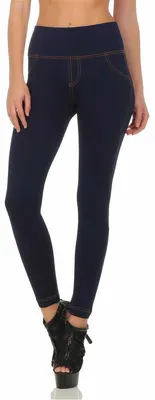 Produktbild von Damen Leggings Denim-Look Hohe Taille Jeans Skinny Röhre; Blau XL/2XL