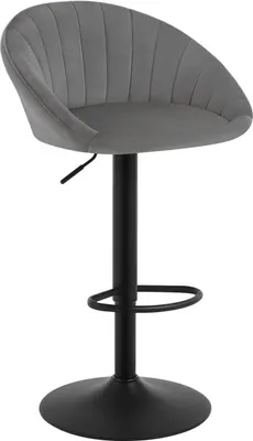 Produktbild von WOLTU Barhocker, höhenverstellbar drehbar, mit Rückenlehne, Samt Metall, Dunkelgrau