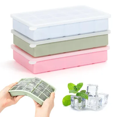 Immagine prodotto di Set di 3 contenitori in silicone per ghiaccio con coperchio
